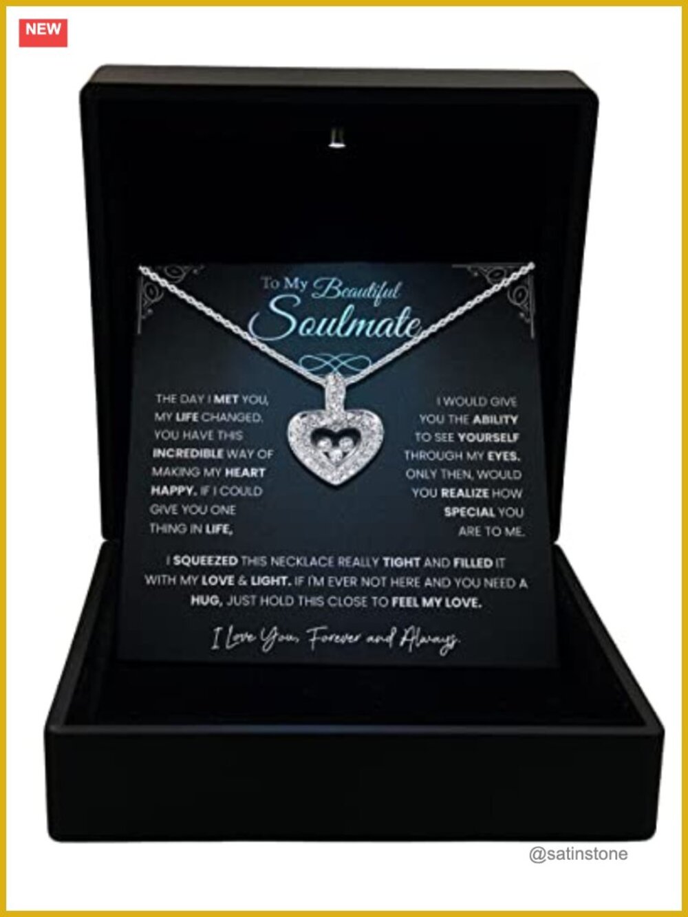 Swarovski Crystal Floating Heart Pendant Necklace Wife Gift